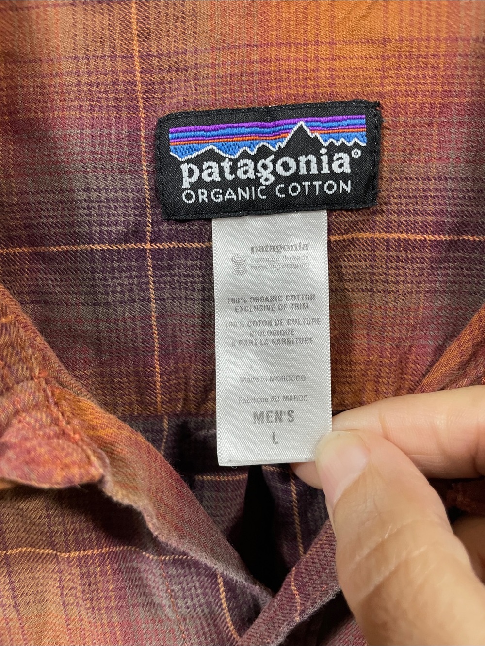 Patagonia Orange and Brown Plaid Flannel Shirt - Picture 2 of 4
